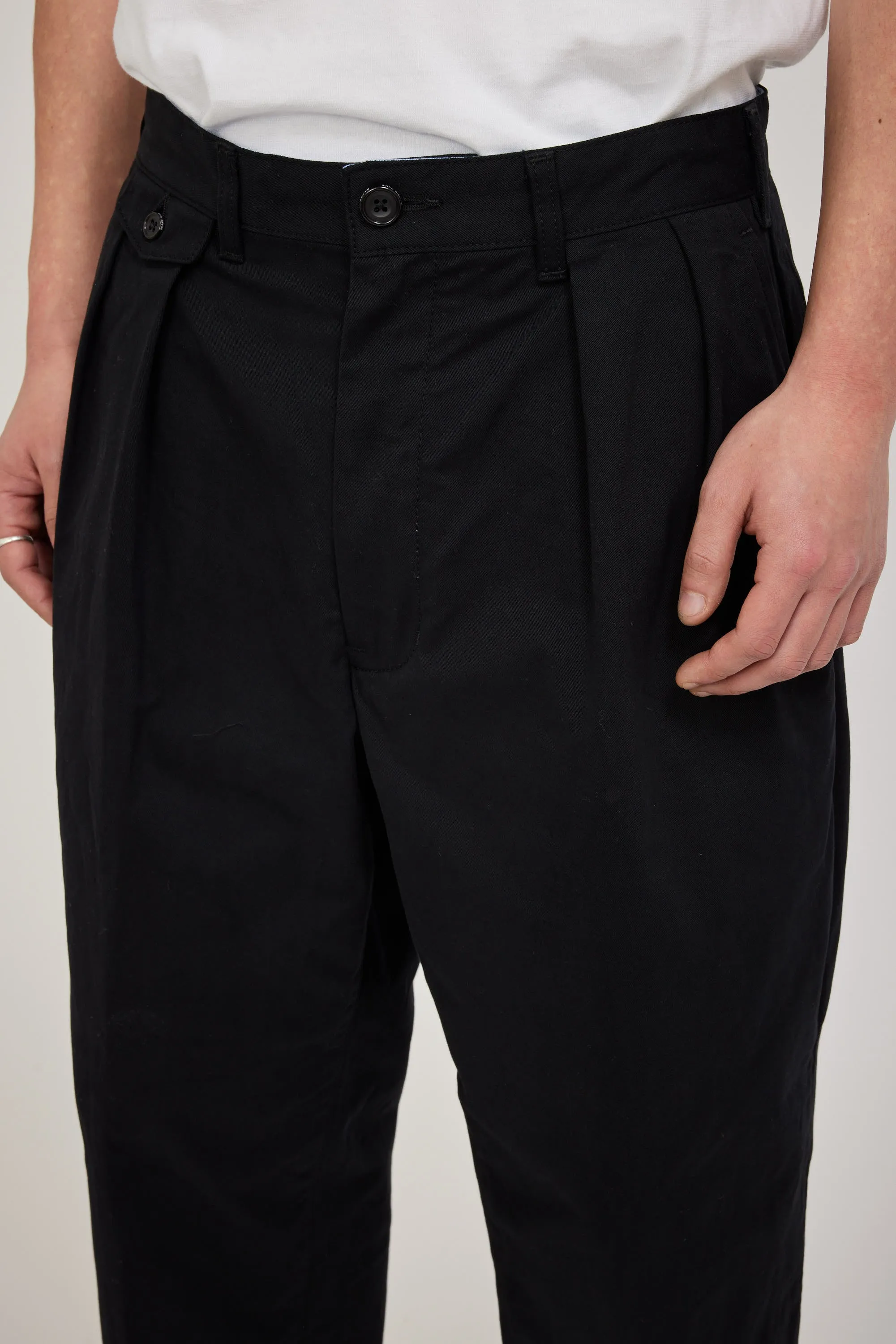 2 Pleats Twill Pant Black