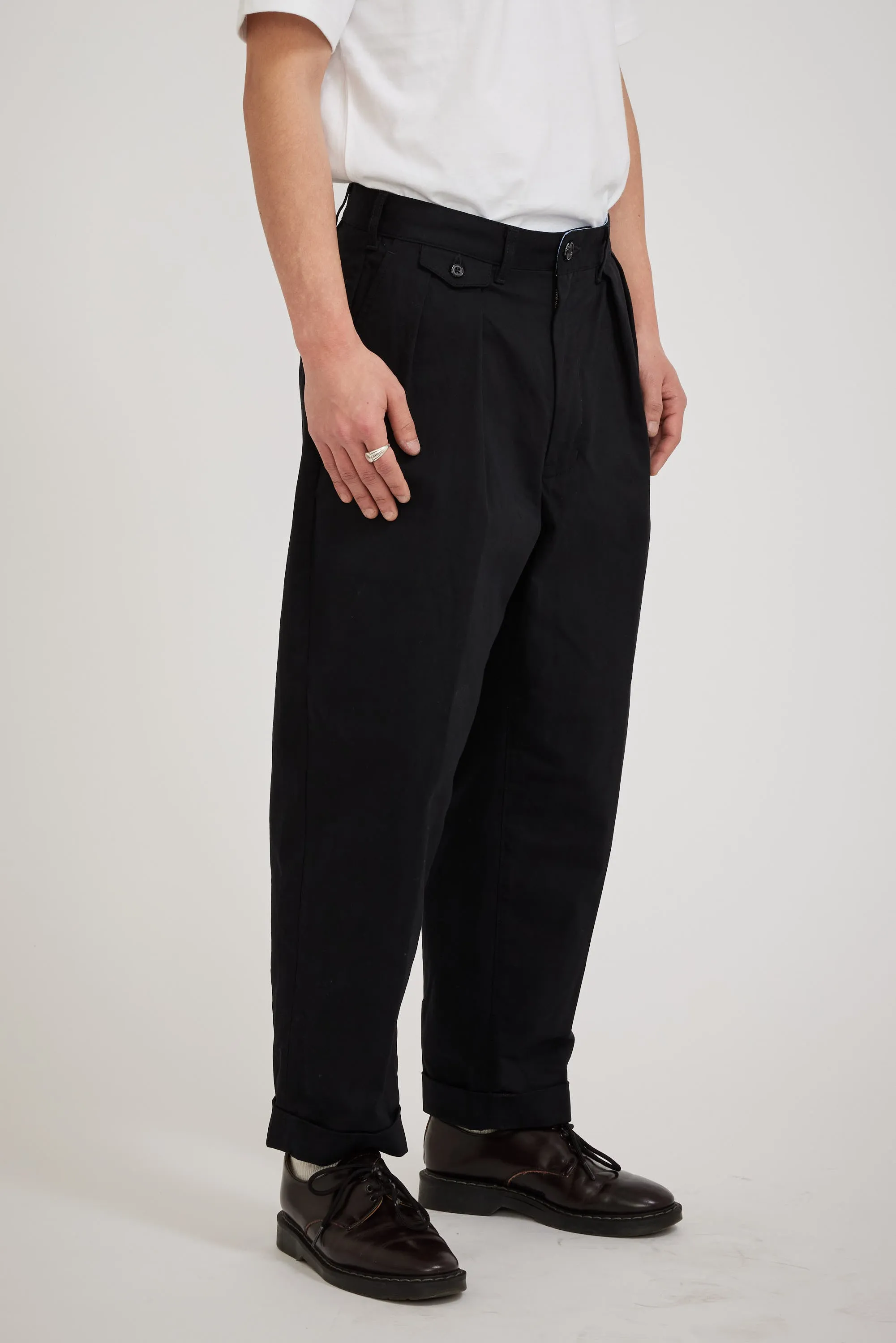 2 Pleats Twill Pant Black