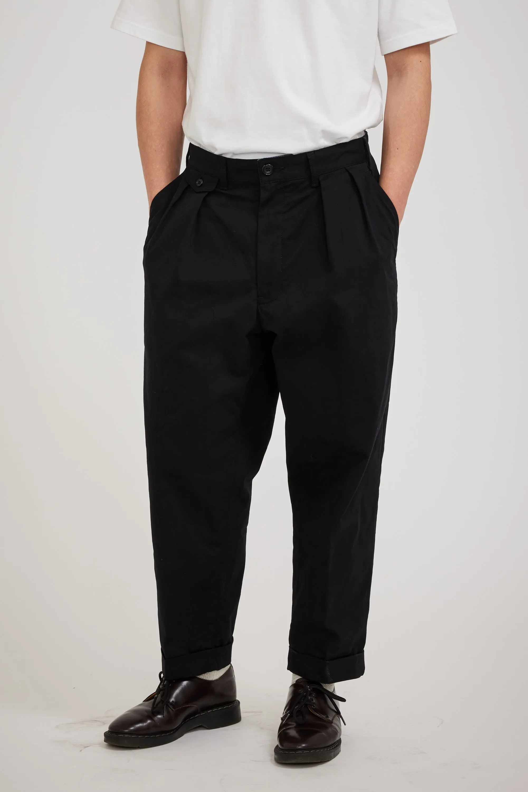 2 Pleats Twill Pant Black