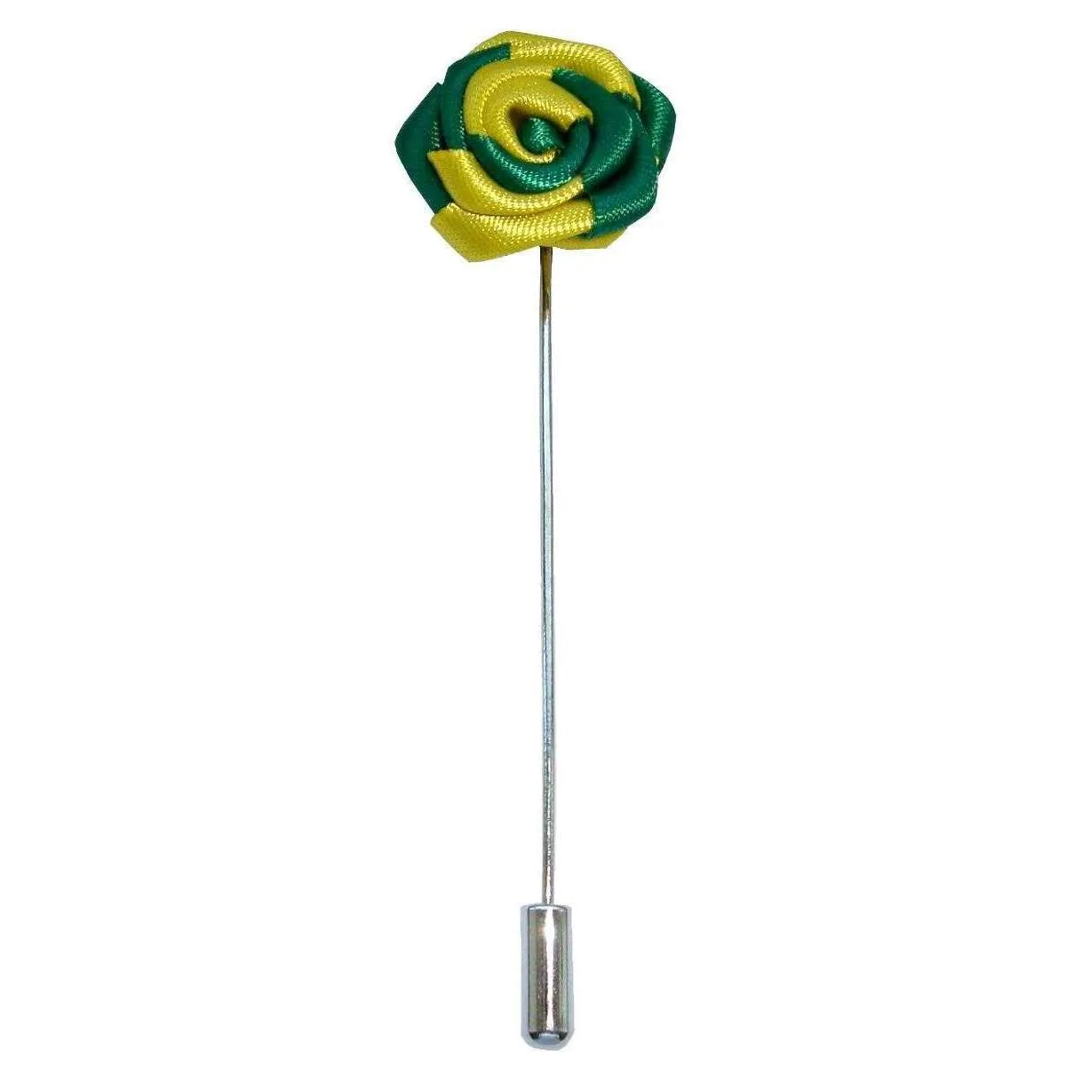 Bassin and Brown Two Colour Rose Jacket Lapel Pin - Yellow/Green