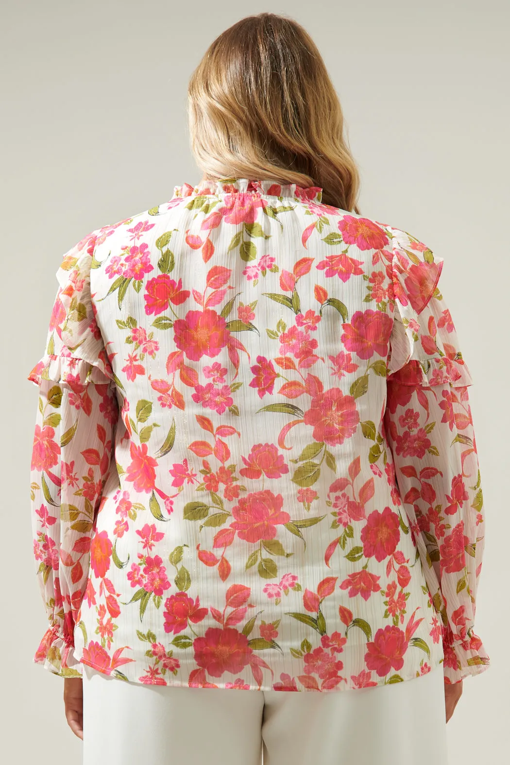 Belle Anse Floral Marquette Henley Blouse Curve