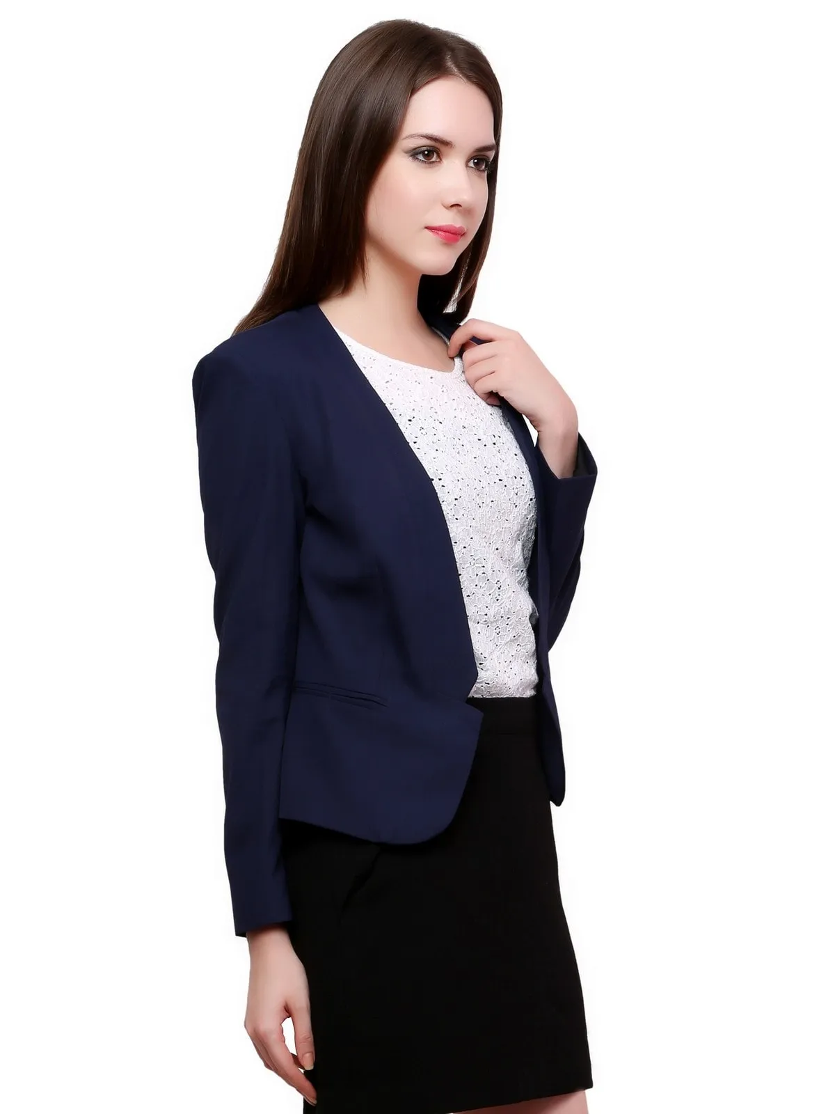 Blue Solid Blazer