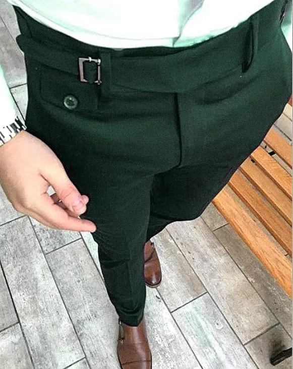 Bottle Green Single Buckle Formal Gurkha Pants by ITALIAN VEGA®