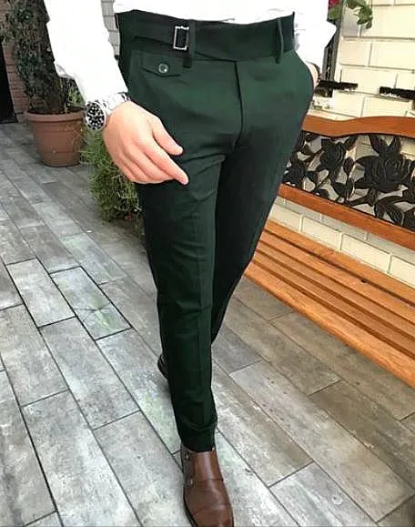 Bottle Green Single Buckle Formal Gurkha Pants by ITALIAN VEGA®