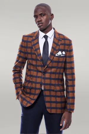 Checked Tawny Slim-Fit Blazer - Wessi