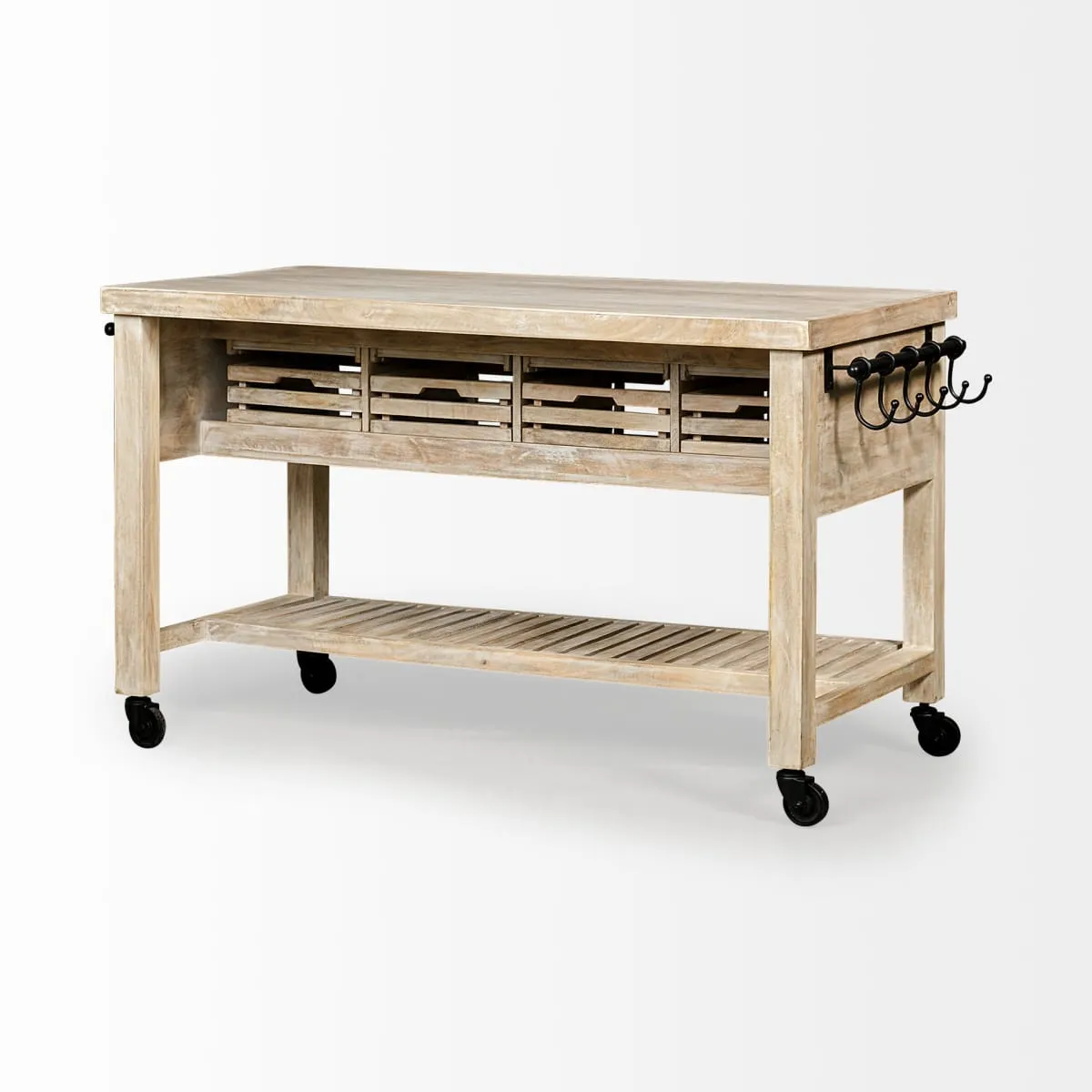 Columbia Large Kitchen Island Brown Wood | Rectangle