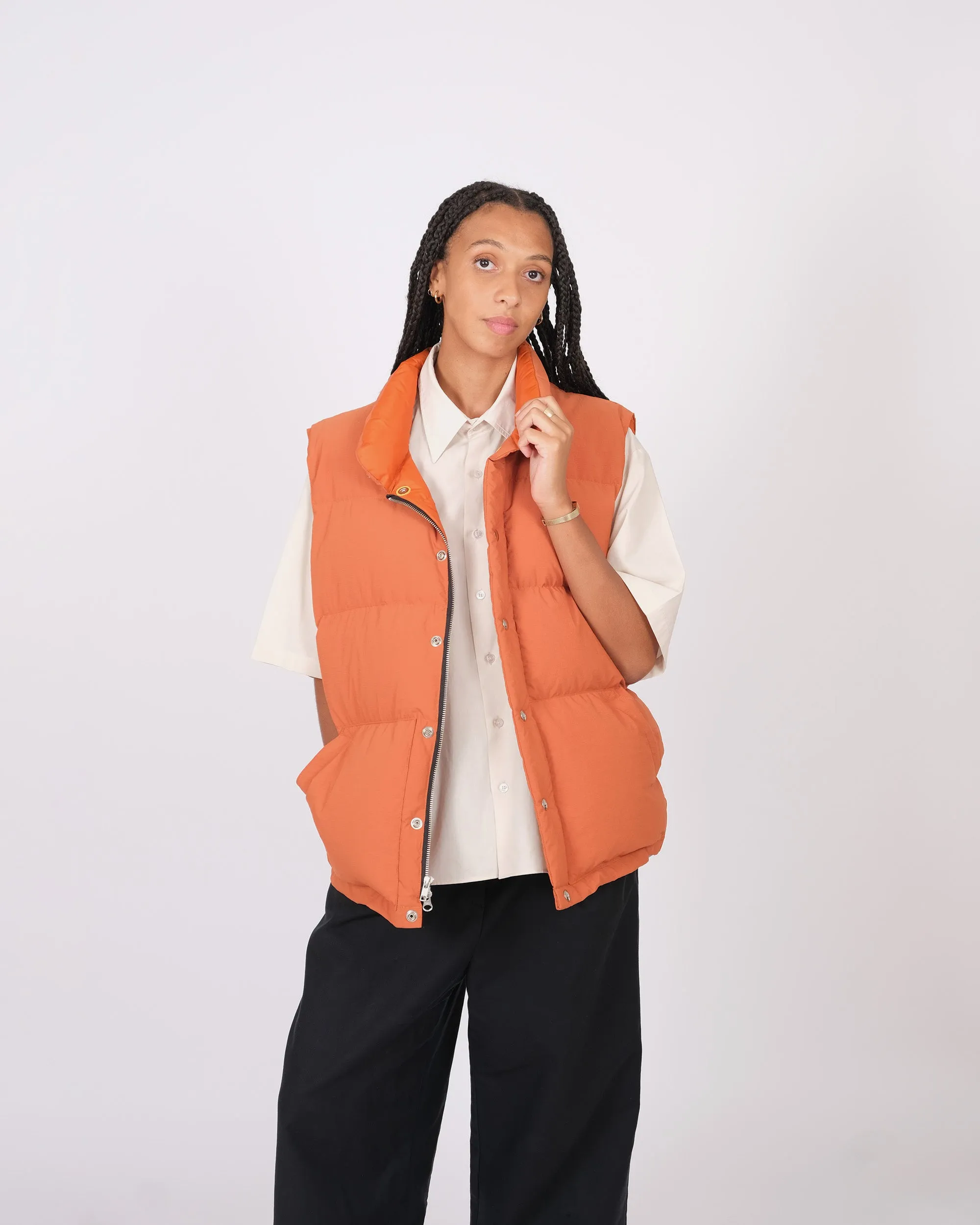 Down Italian Vest - Recycled Ripstop - Orange