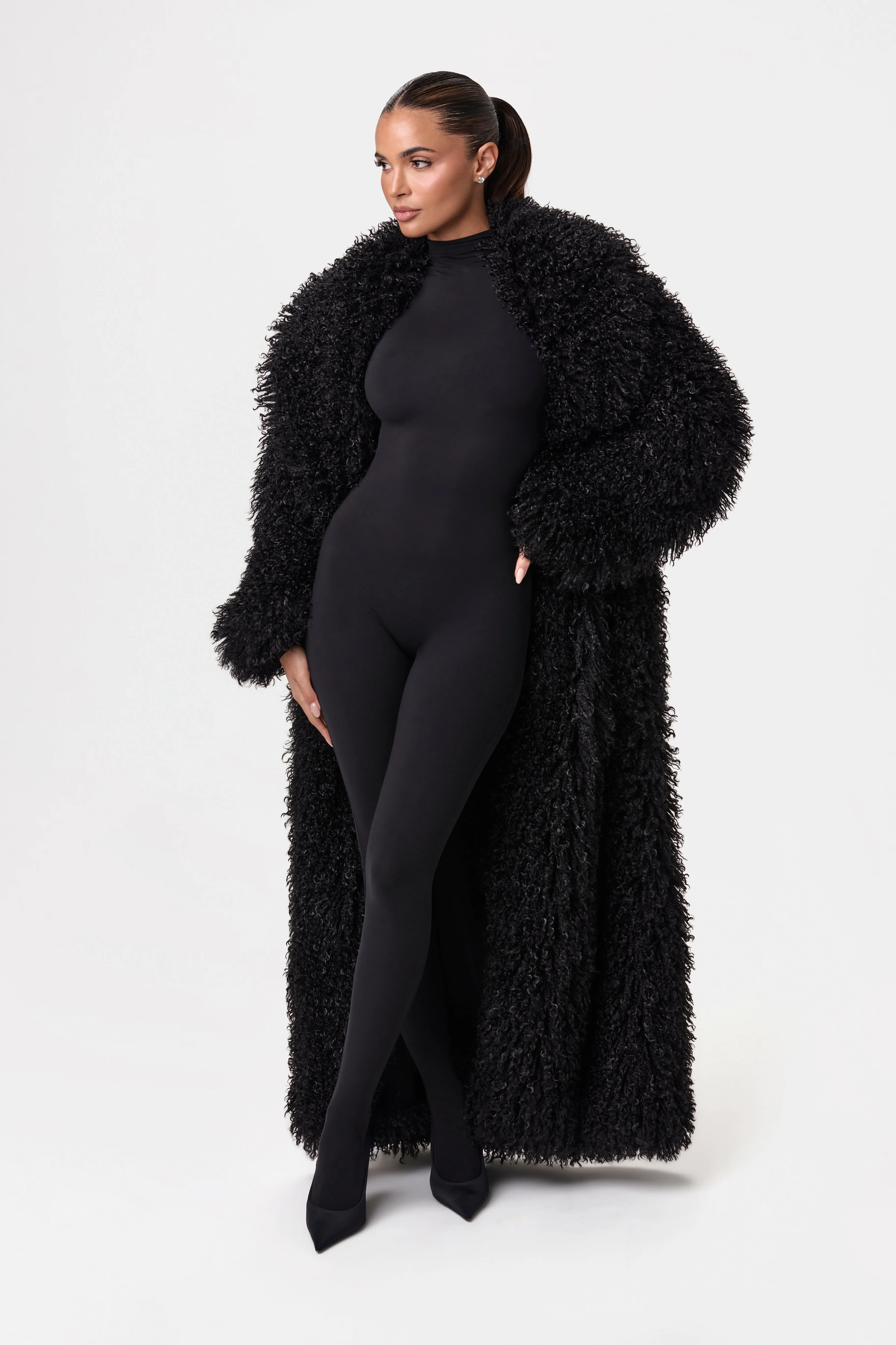 Faux Fur Plush Long Coat