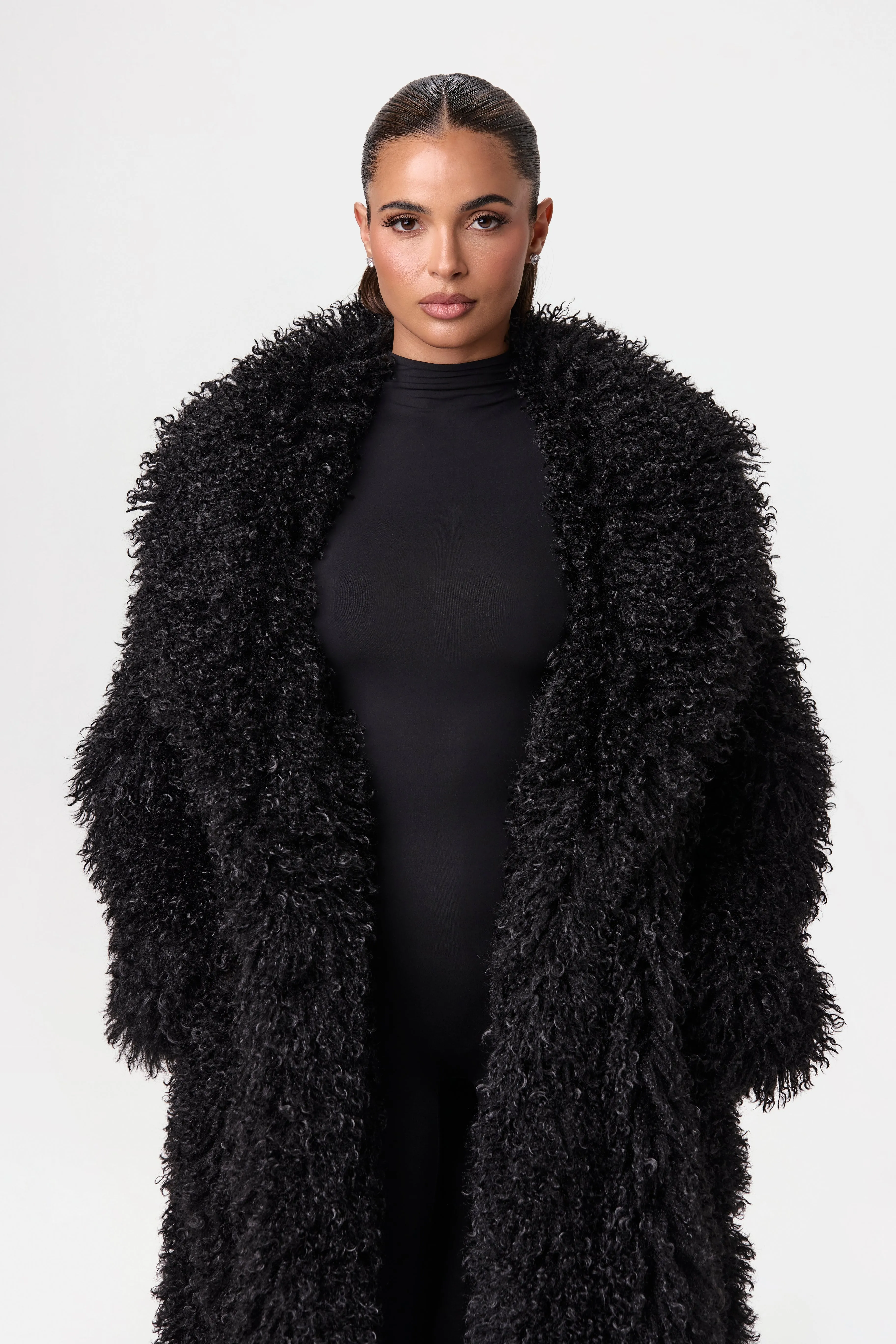 Faux Fur Plush Long Coat