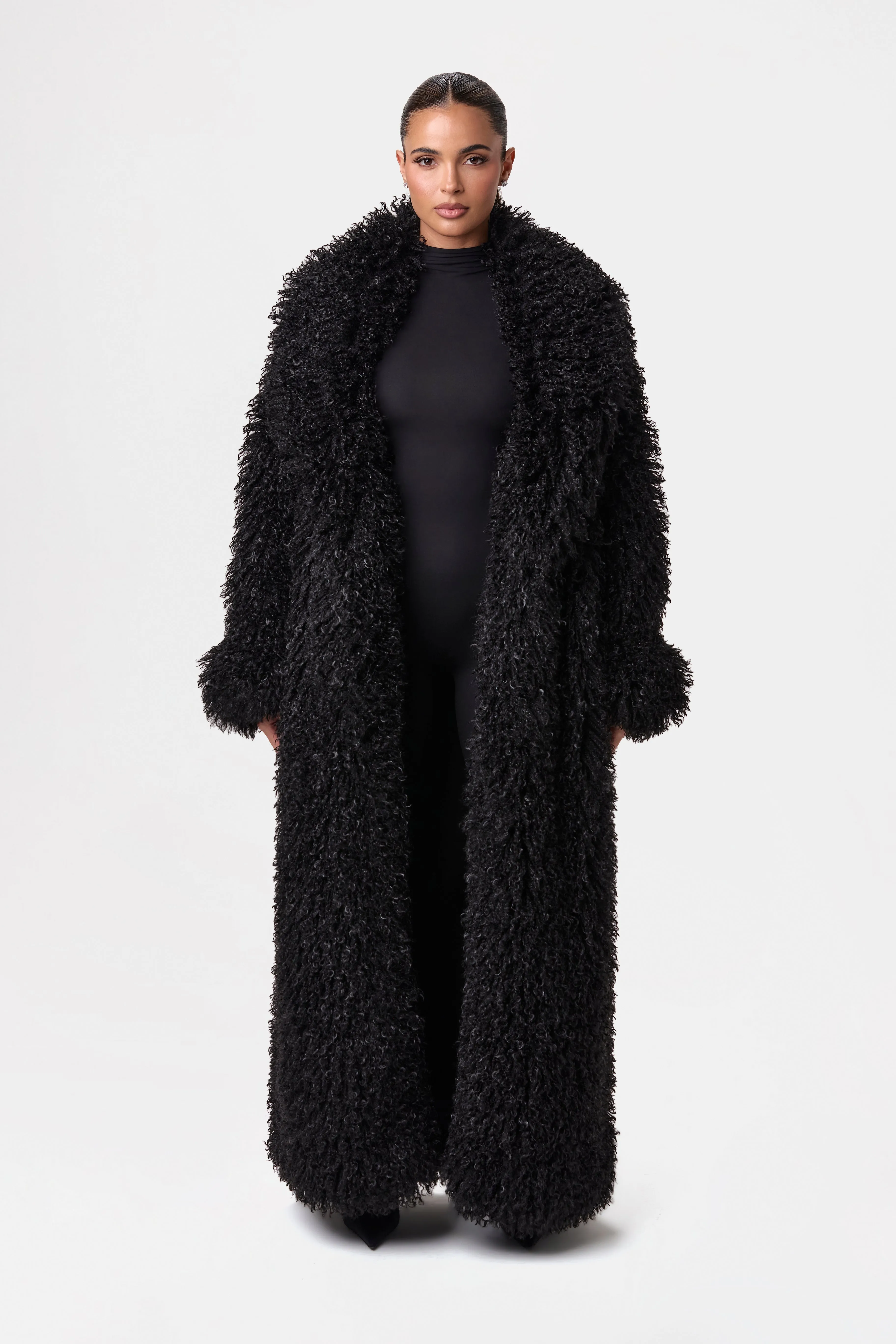 Faux Fur Plush Long Coat