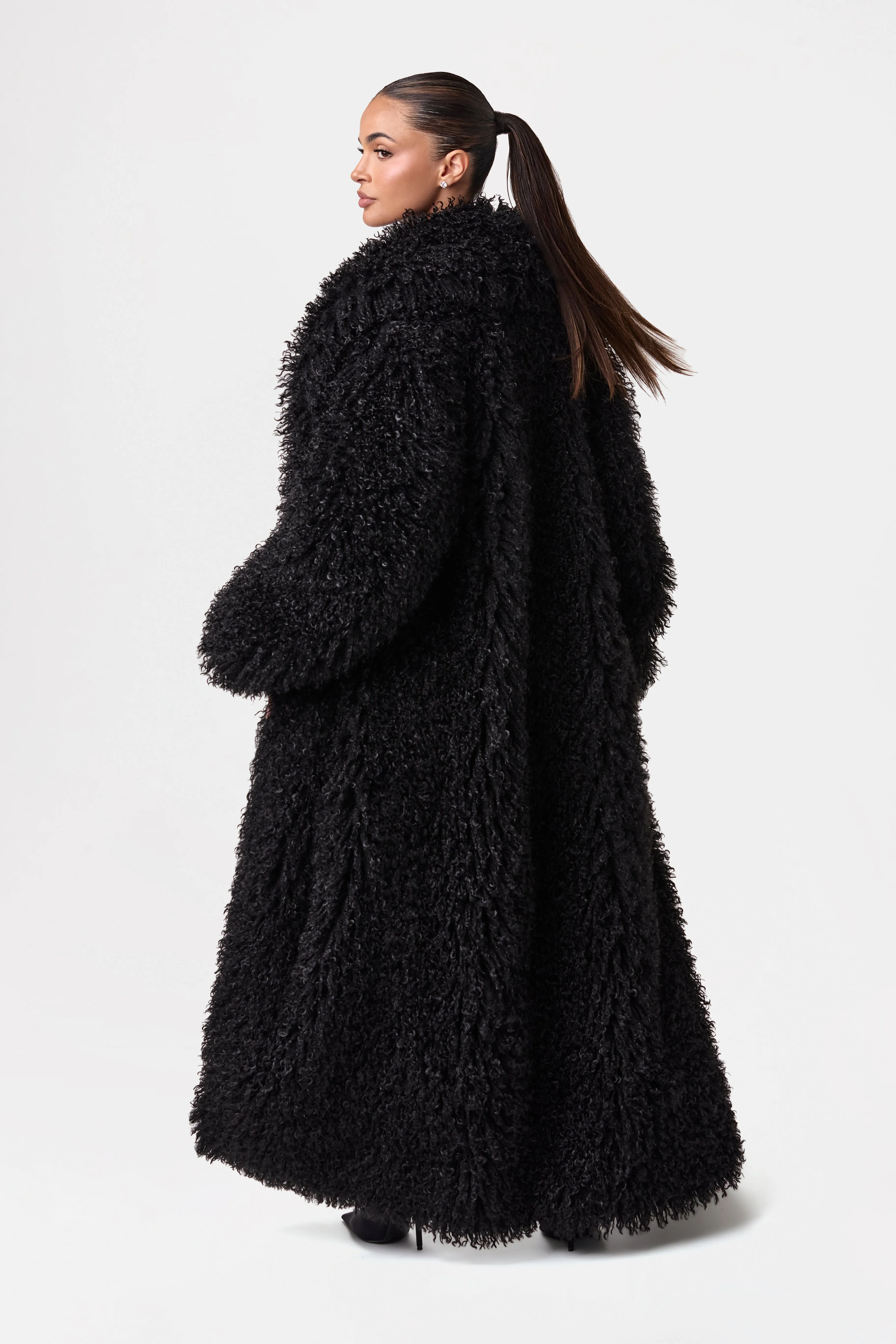 Faux Fur Plush Long Coat