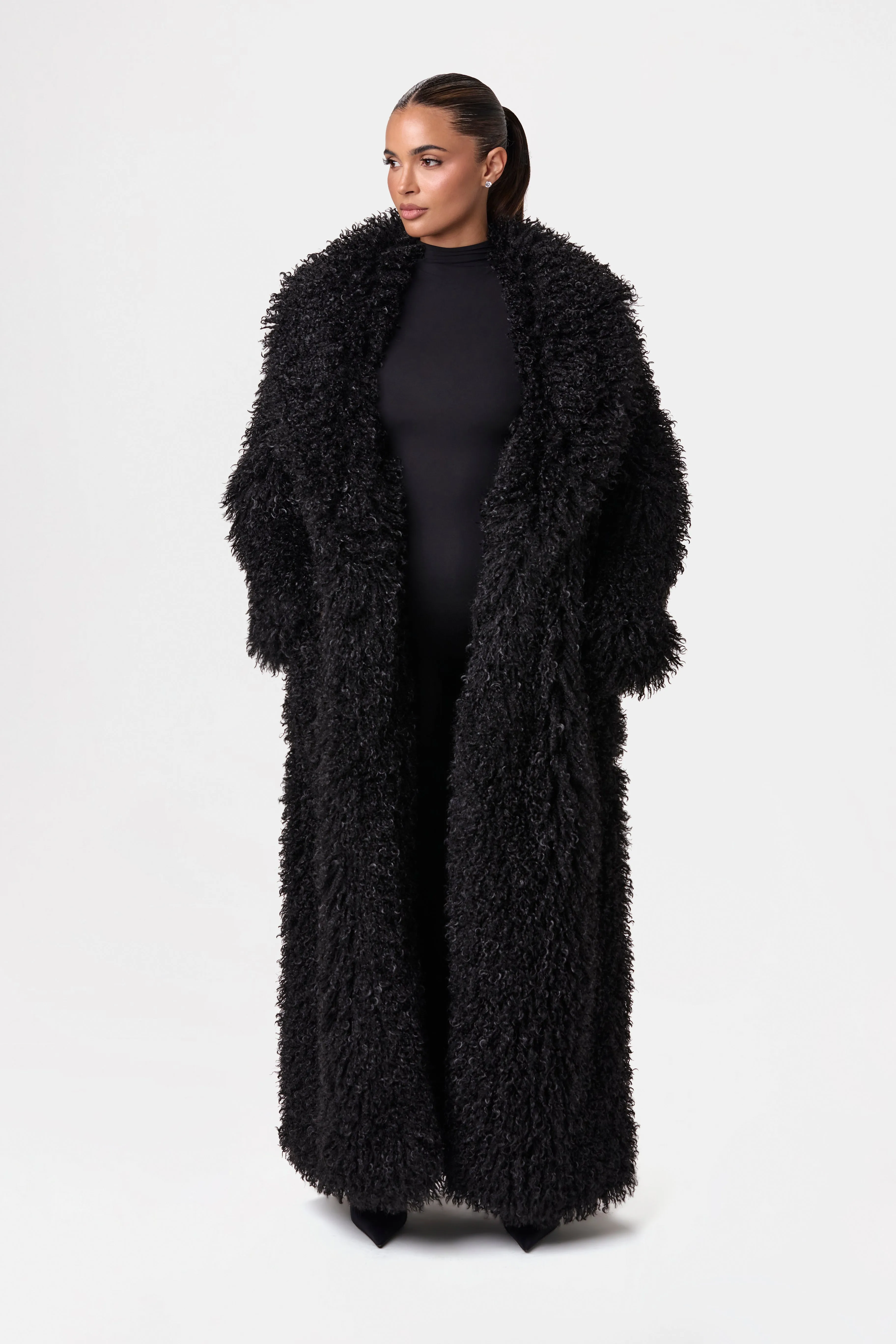 Faux Fur Plush Long Coat