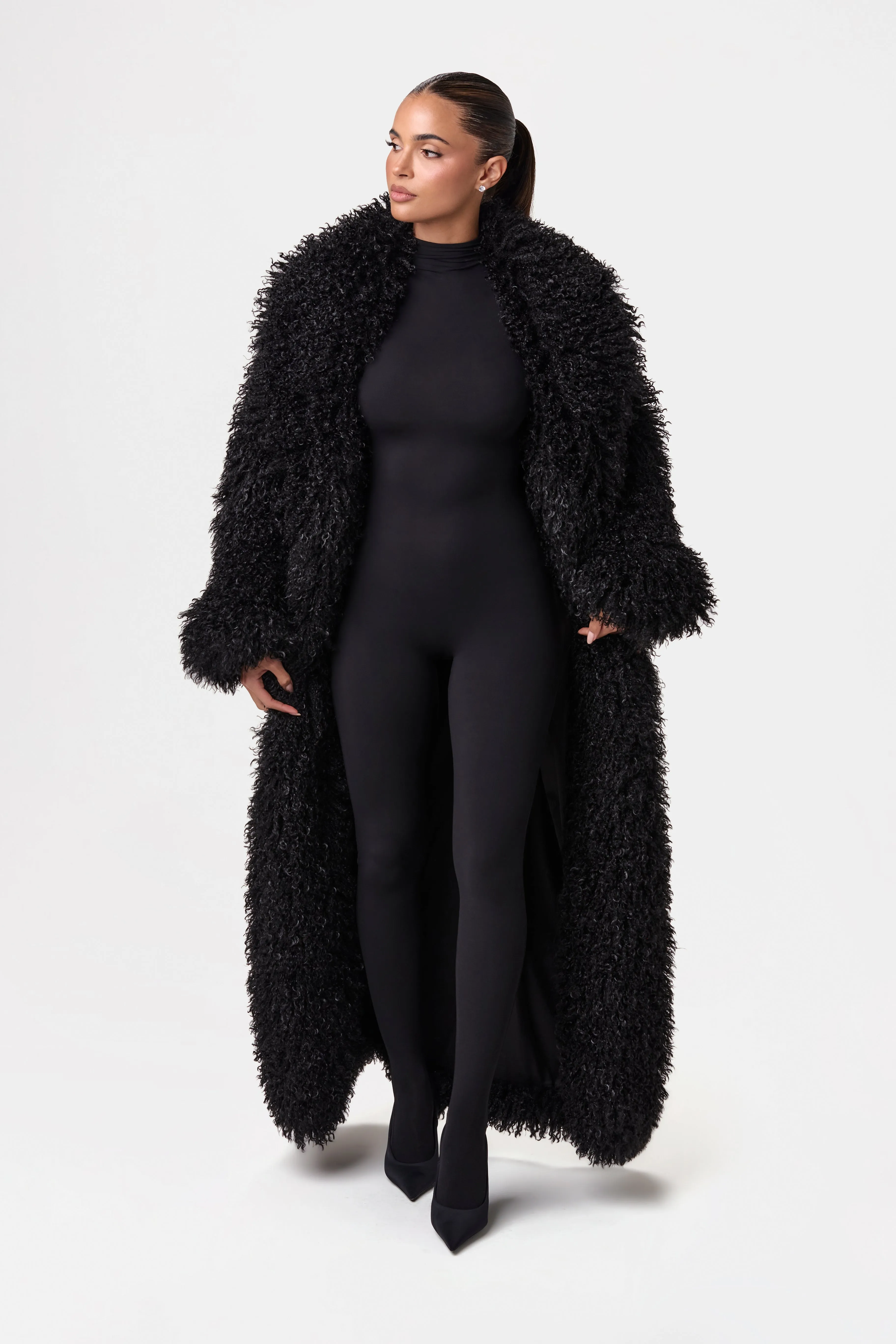 Faux Fur Plush Long Coat