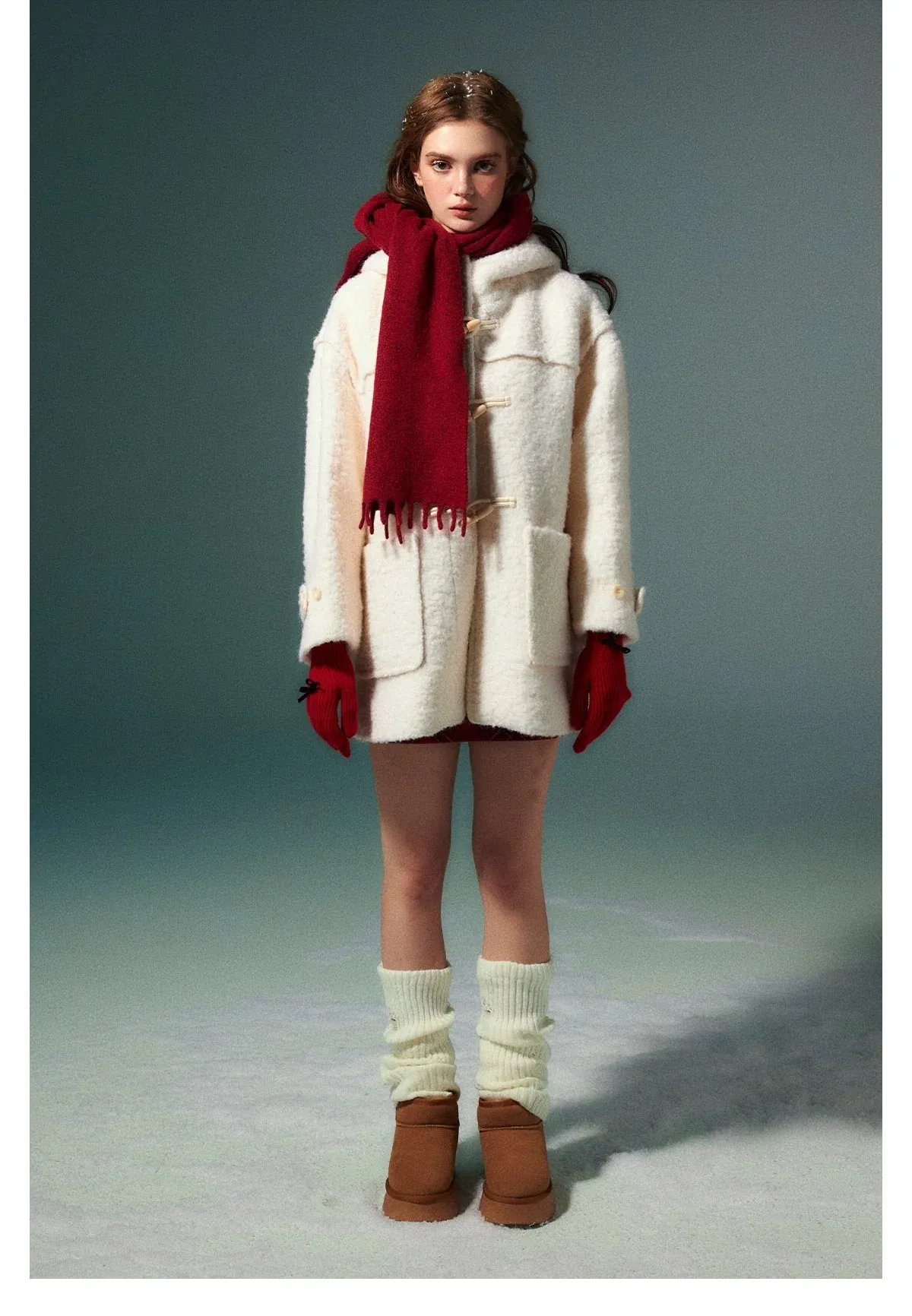 (Final Sale) White Wool Horn Buttons Coat