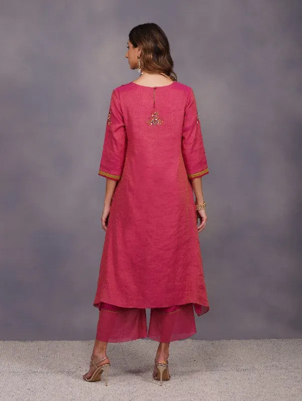 Fuschia Baroque Jardin Asymmetric Tunic Set (Set of 2)