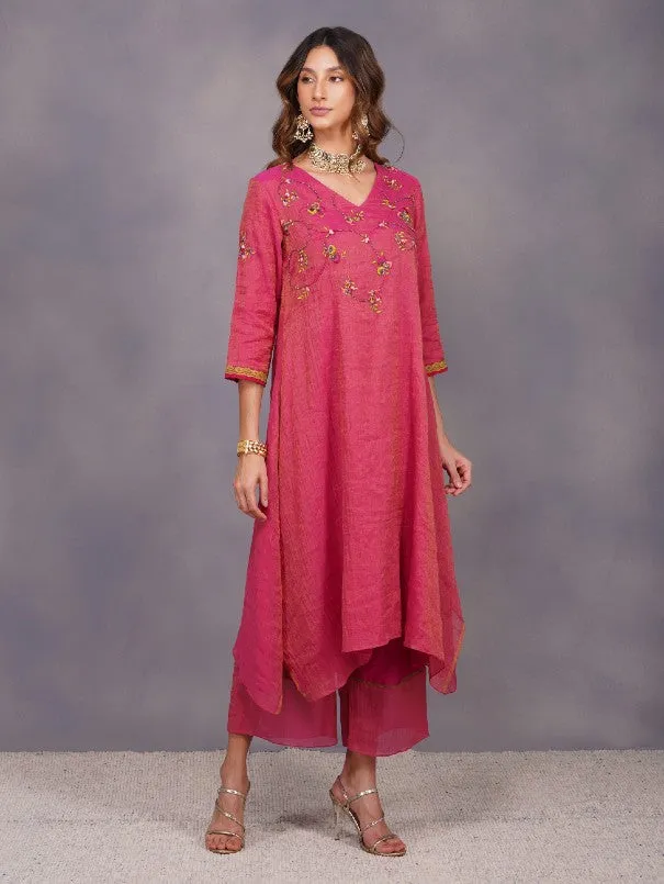 Fuschia Baroque Jardin Asymmetric Tunic Set (Set of 2)