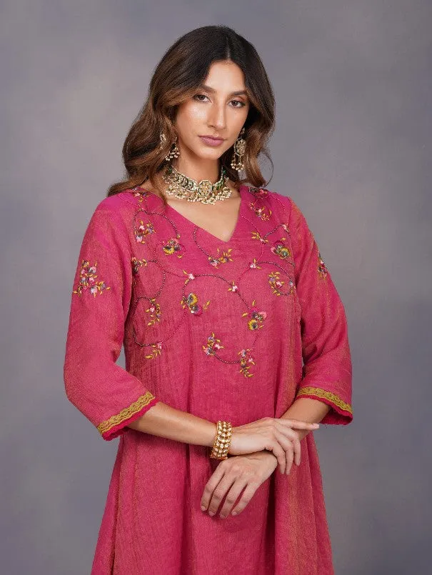 Fuschia Baroque Jardin Asymmetric Tunic Set (Set of 2)