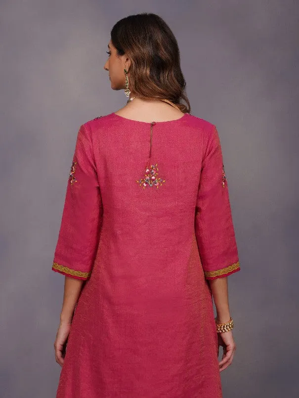 Fuschia Baroque Jardin Asymmetric Tunic Set (Set of 2)