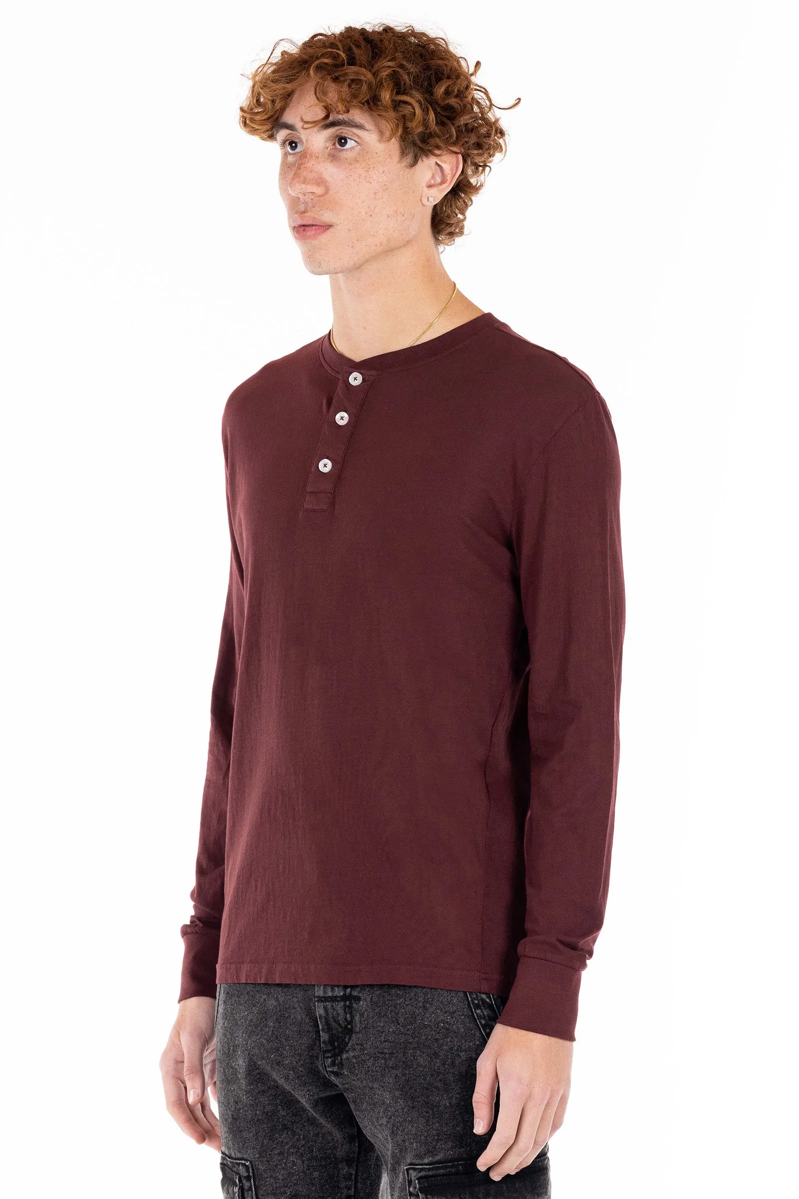 Henley Tee -Burgundy