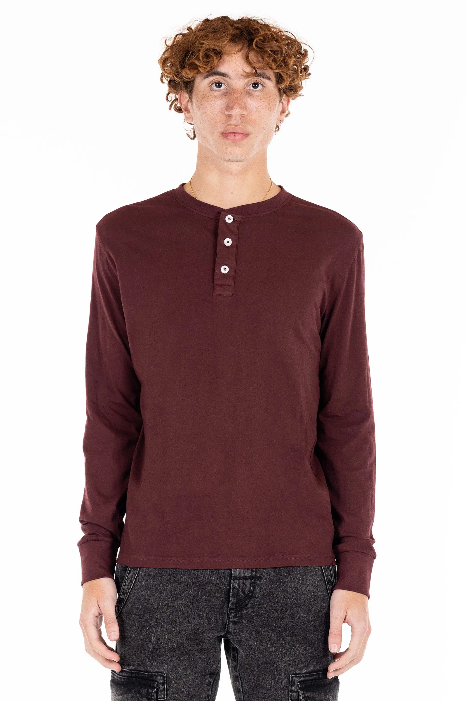 Henley Tee -Burgundy