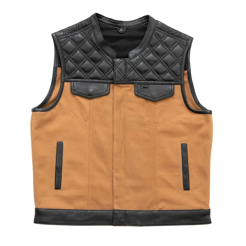 Hunt Club - Black Stitch - Leather/Canvas Motorcycle Vest