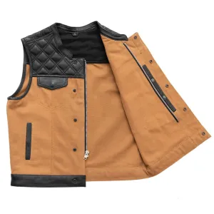 Hunt Club - Black Stitch - Leather/Canvas Motorcycle Vest