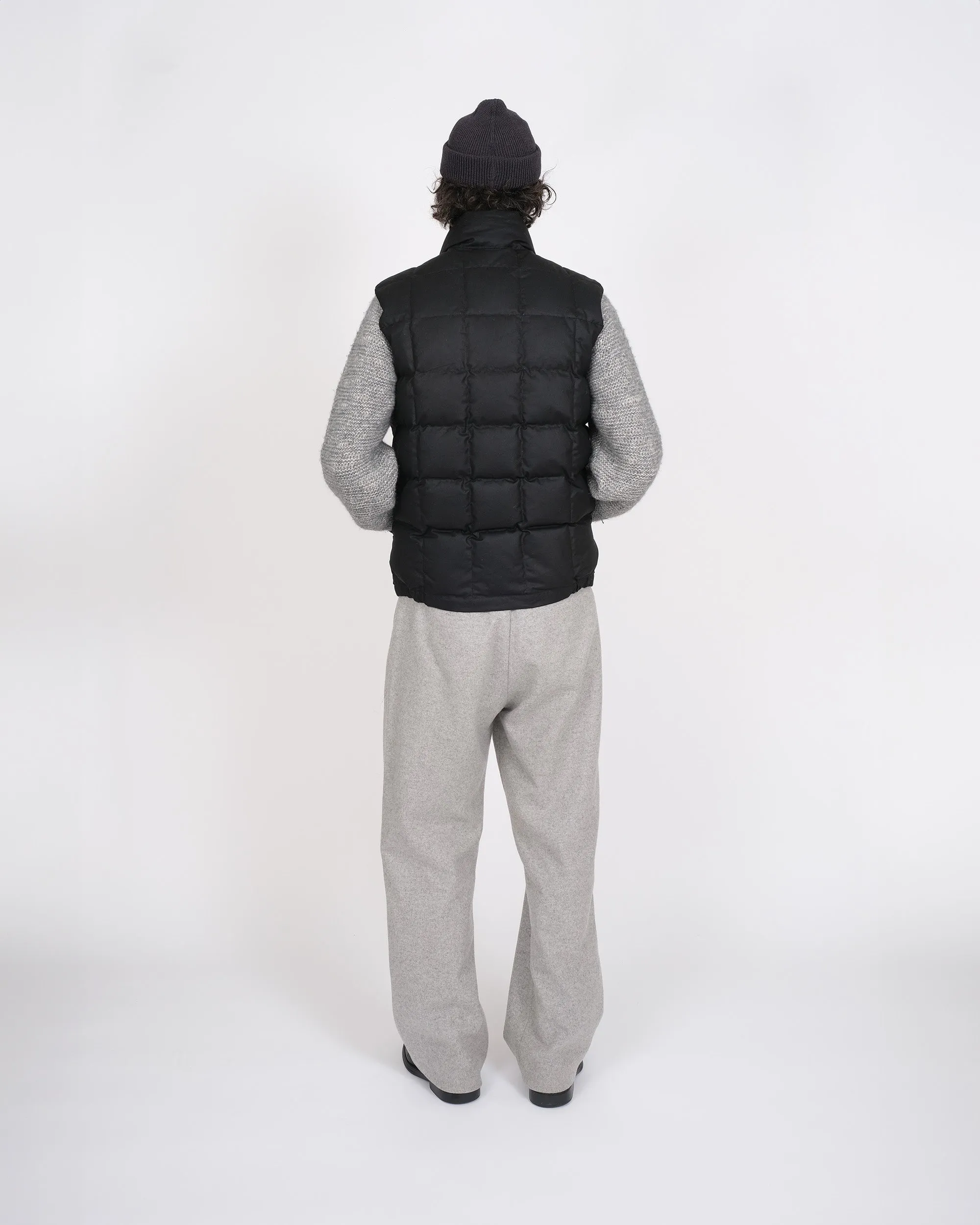 Italian Vest – Square Quilted Wax Cotton - Black