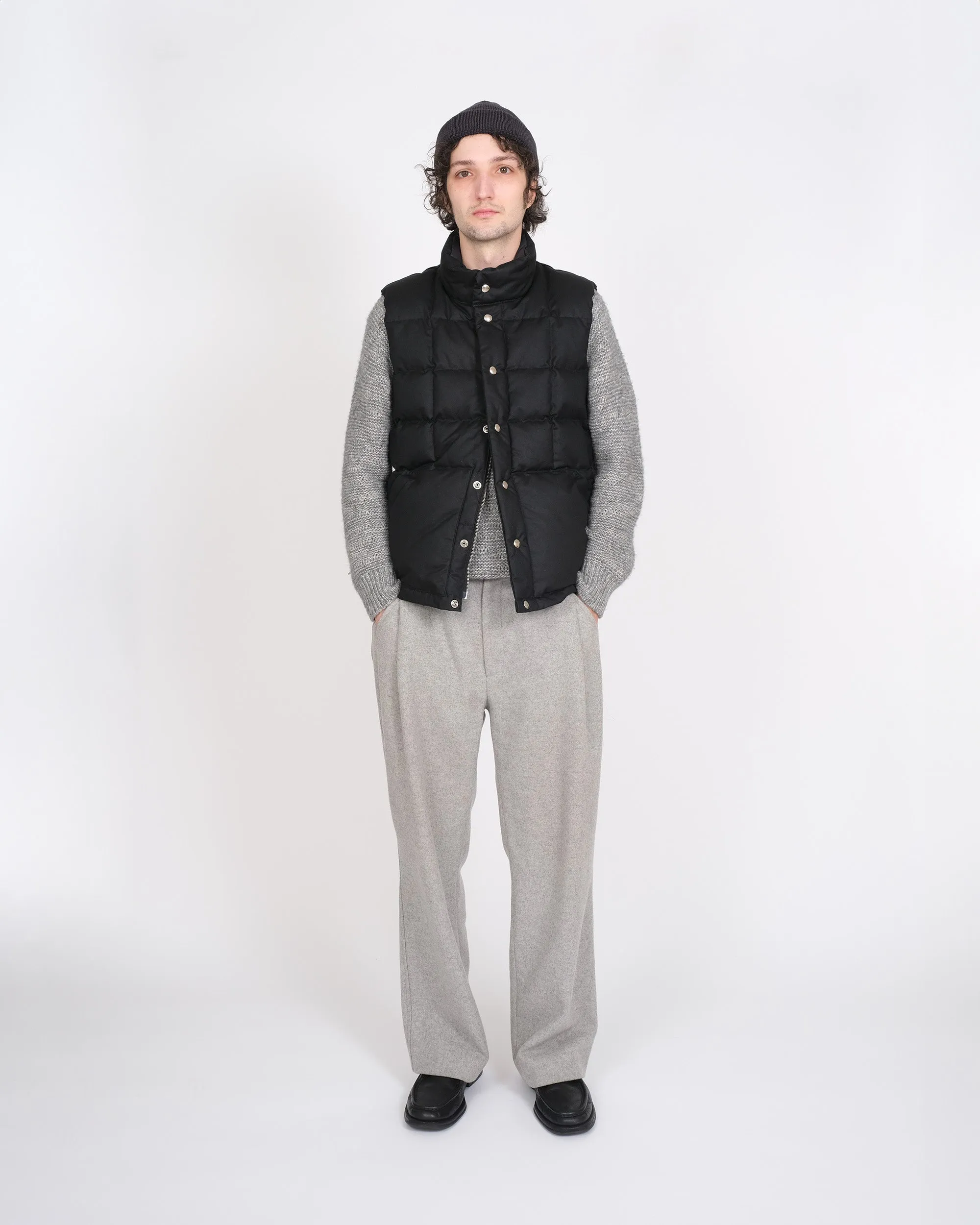 Italian Vest – Square Quilted Wax Cotton - Black