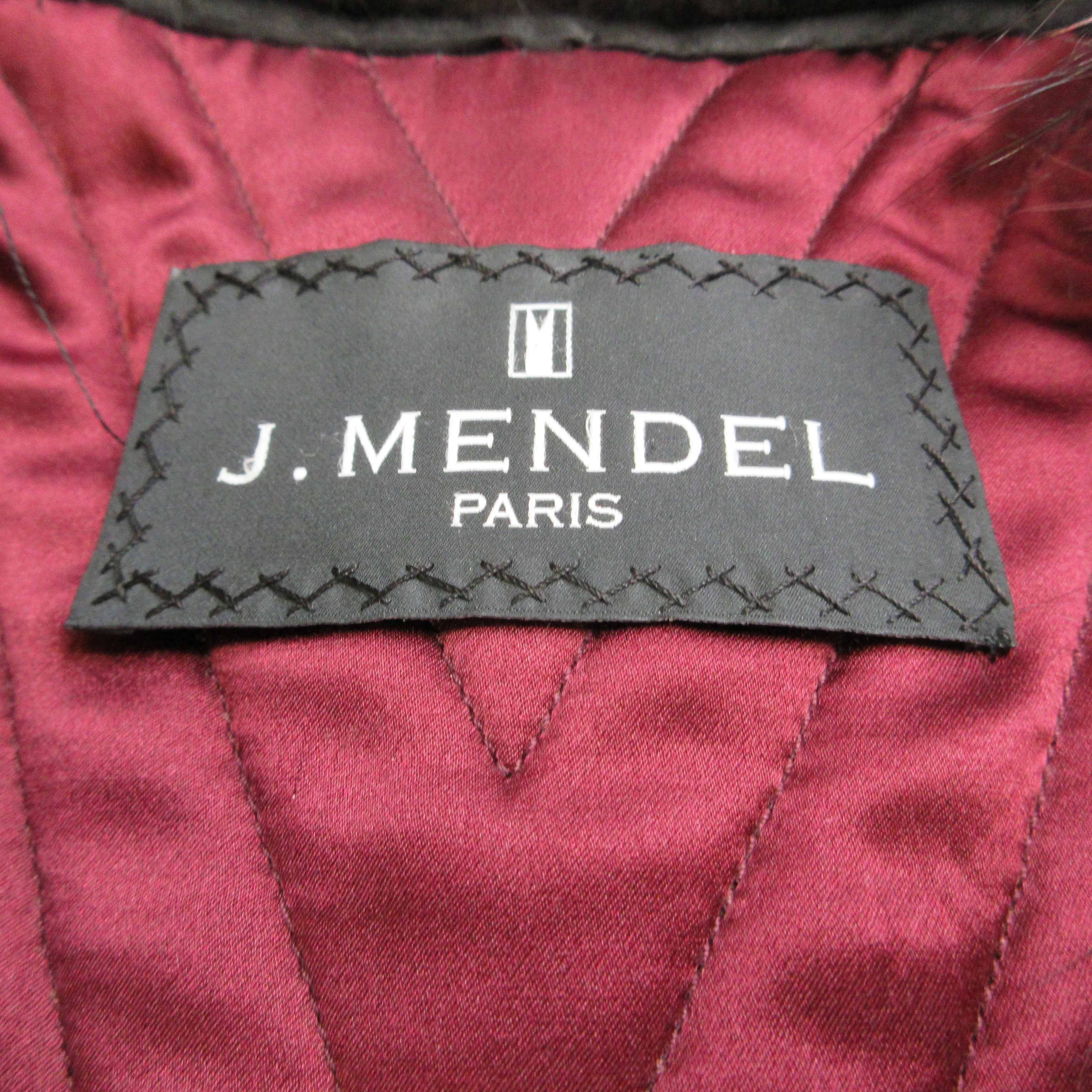 J. Mendel Burgundy Fox Fur Trimmed Quilted Leather Vest