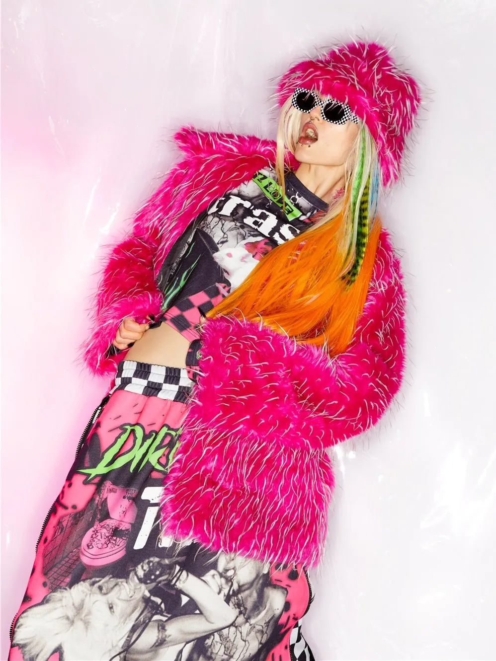 Long Hair Loose Imitation Fur Coat & Hat【s0000000236】