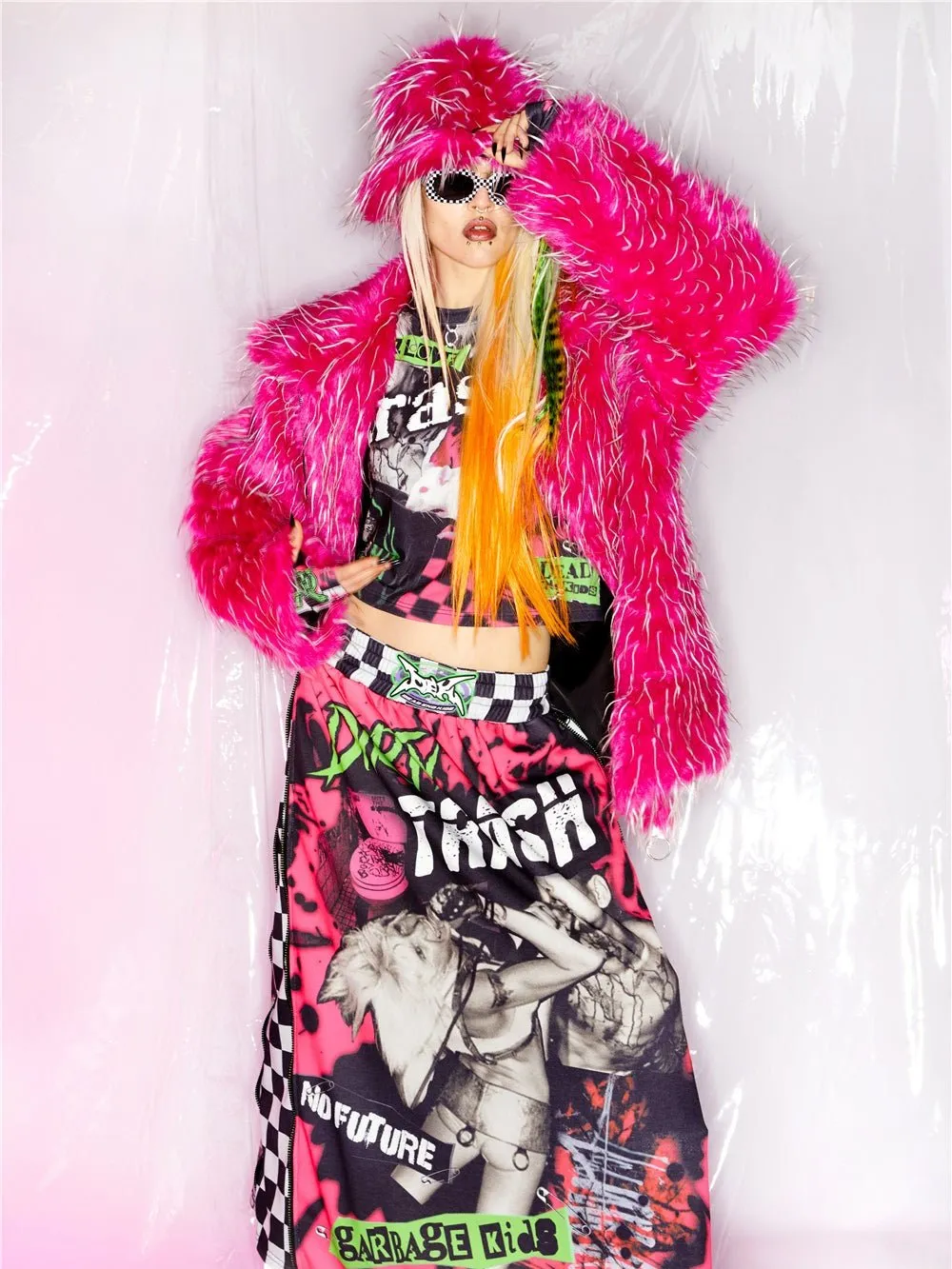 Long Hair Loose Imitation Fur Coat & Hat【s0000000236】