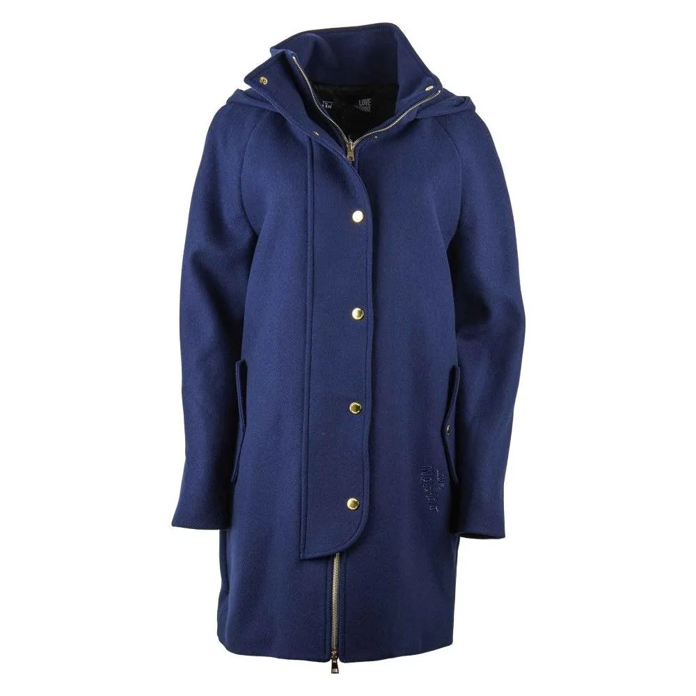 Love Moschino Blue Wool Women Coat