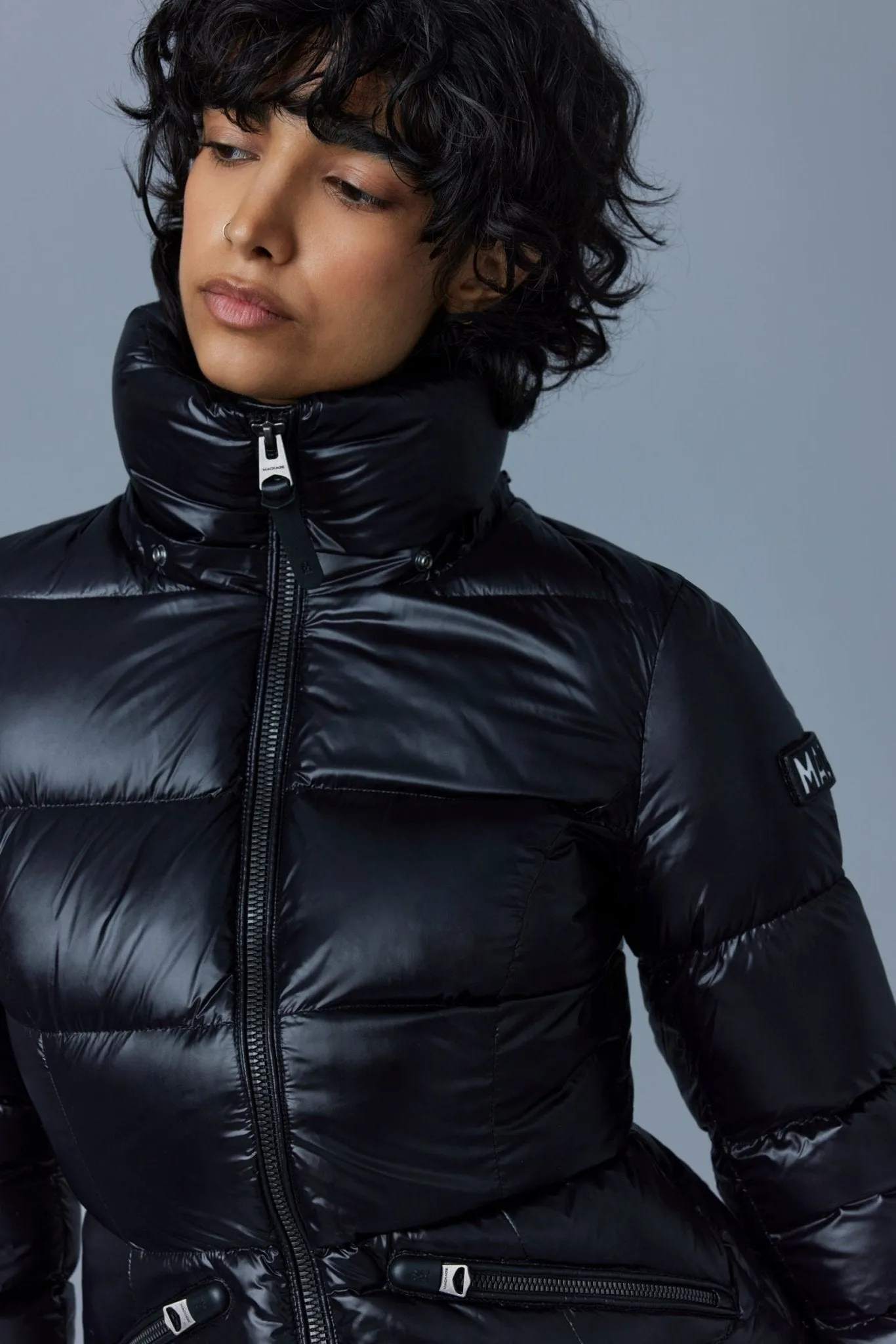 MACKAGE MADALYN-ZSH - Lustrous Light Down Jacket With Shearling