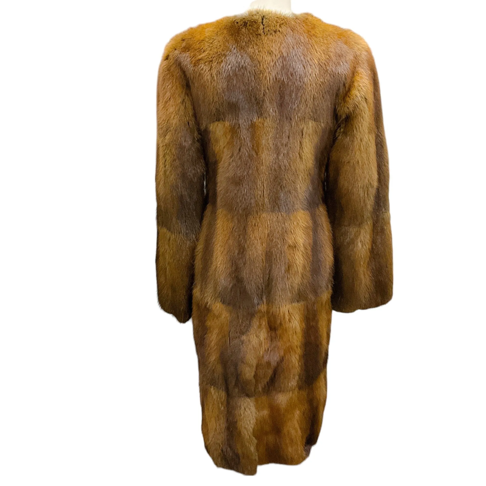 Marni Brown Tie-Front Fur Coat