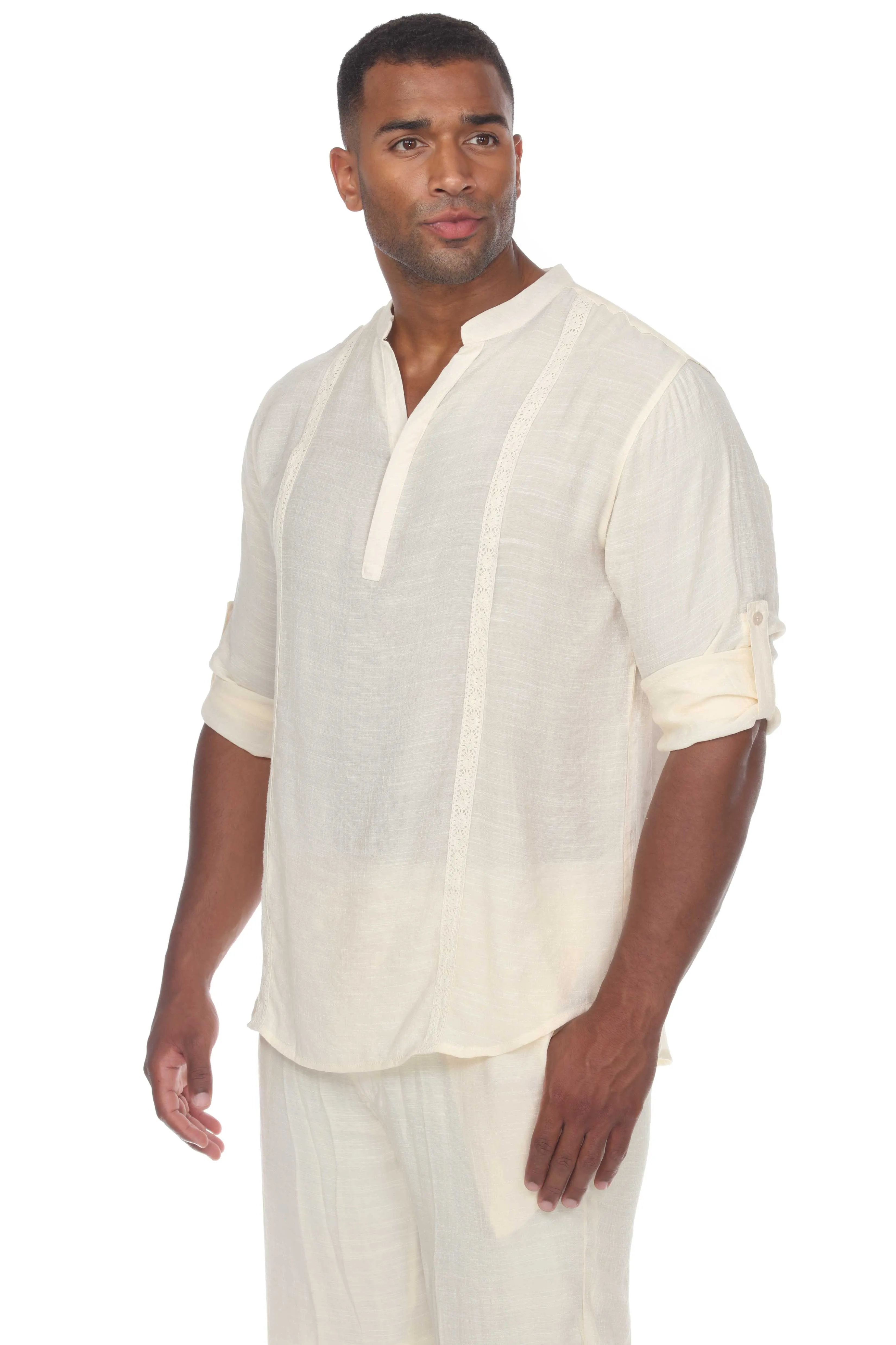 Men's Casual Beachwear Henley Shirt Long Sleeve Button Up