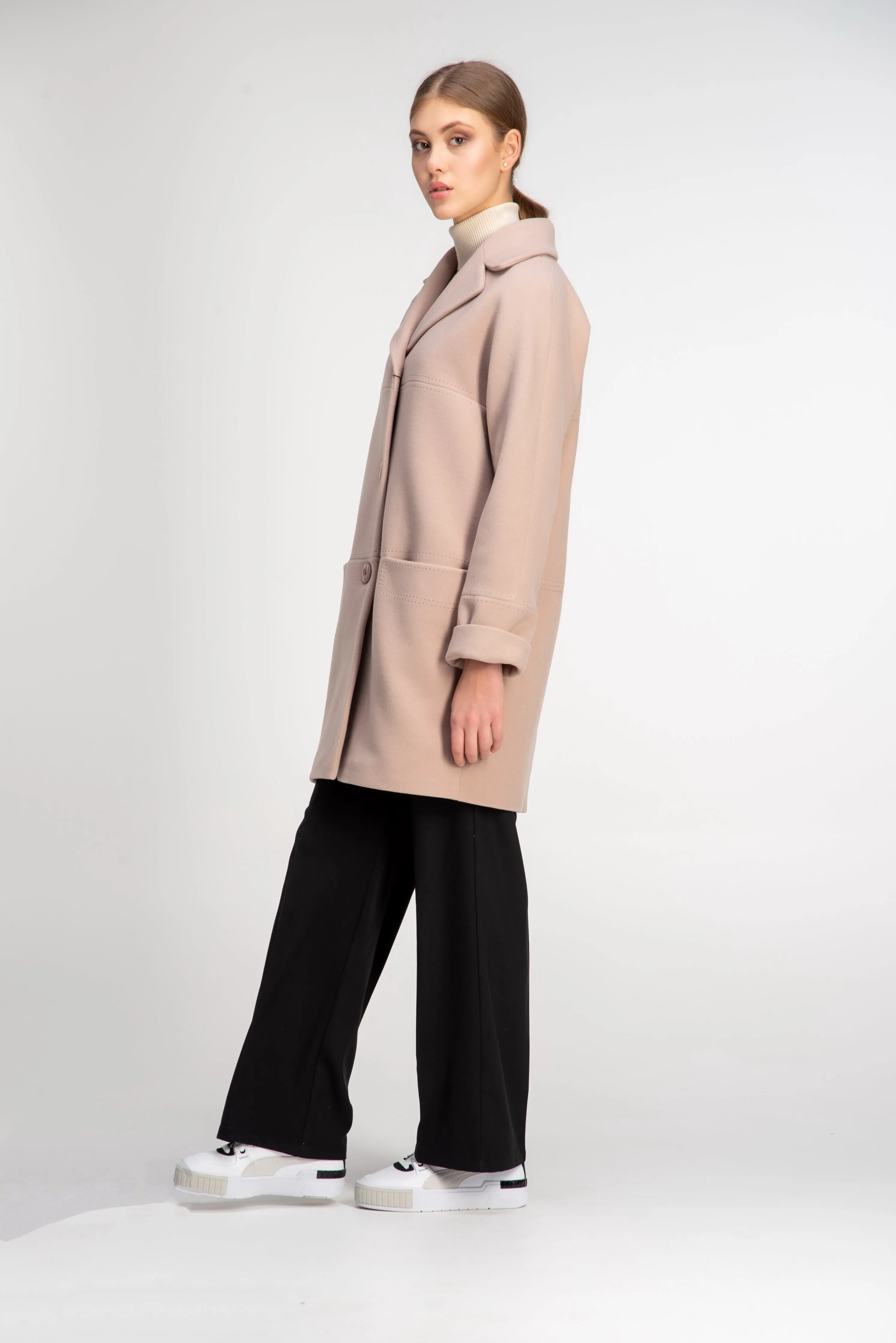 Mid Length Cashmere Wool Coat