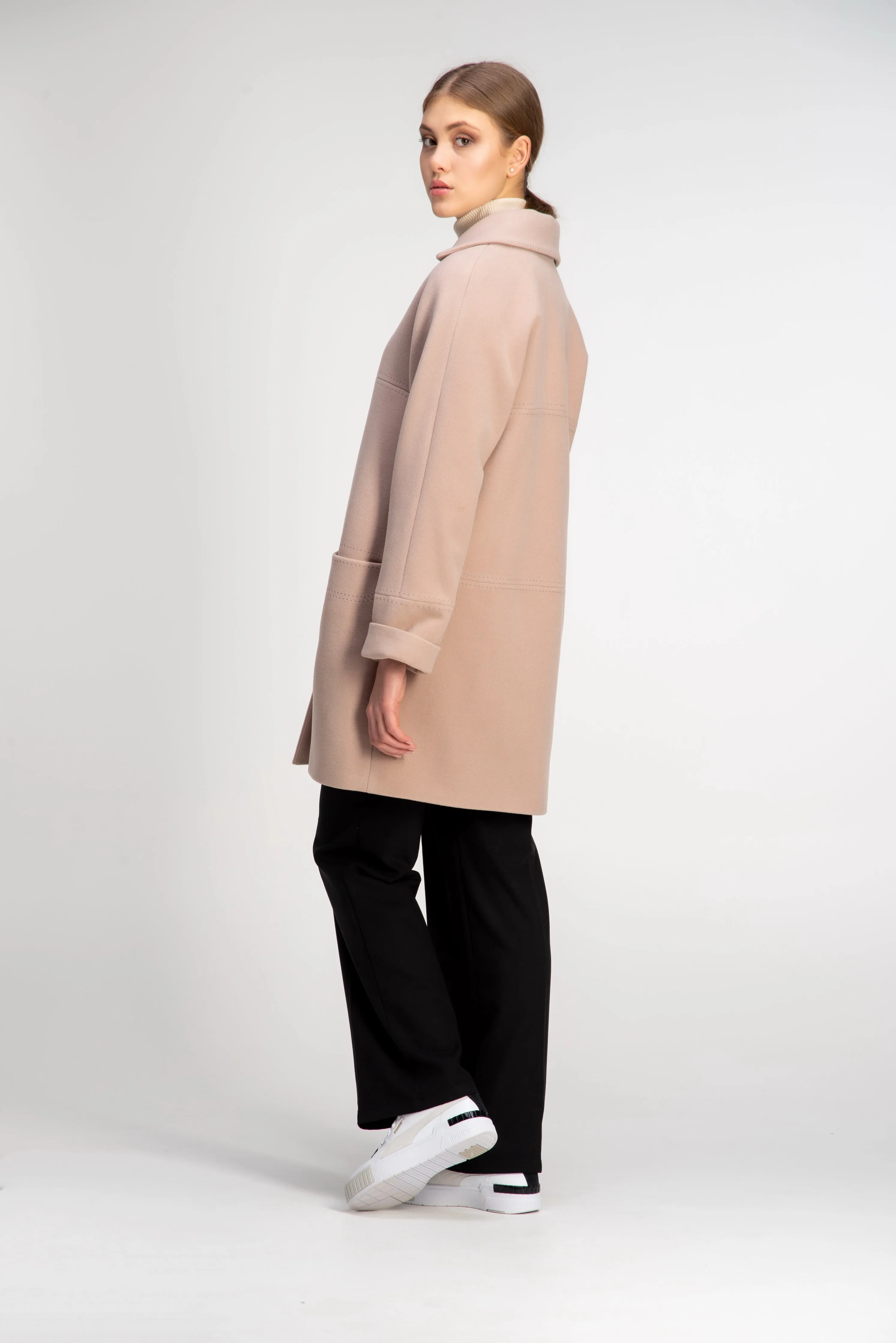 Mid Length Cashmere Wool Coat