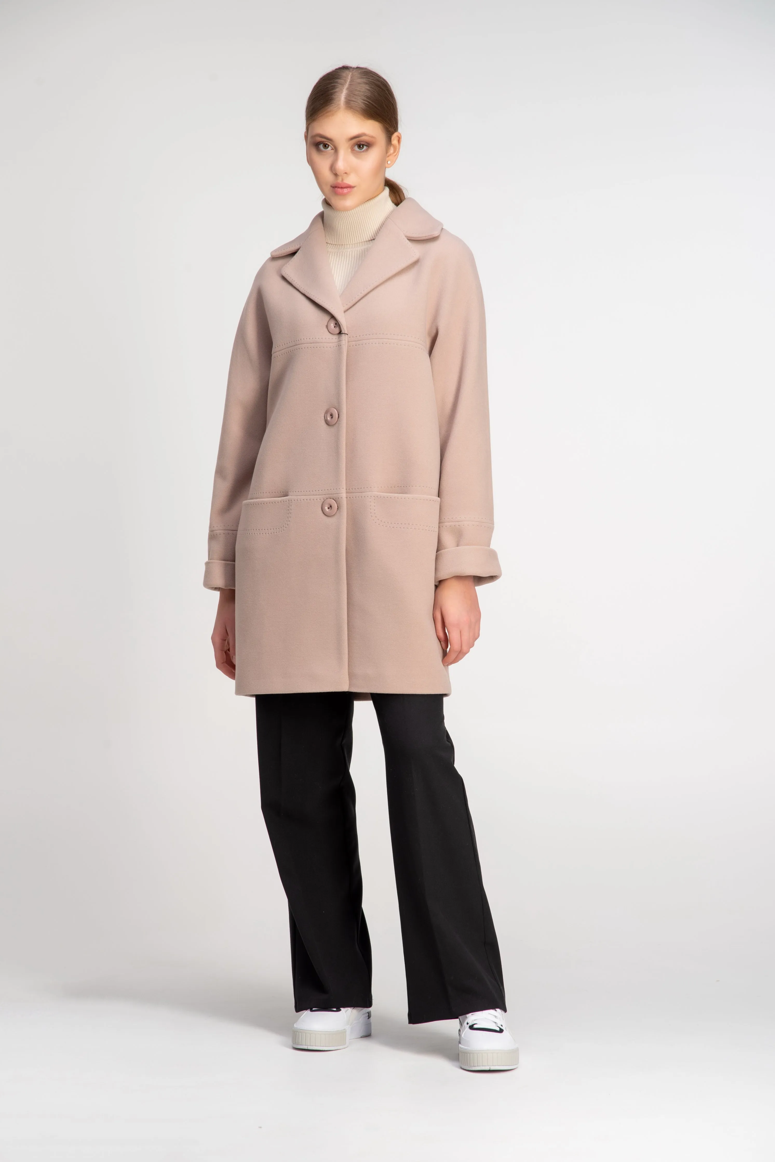 Mid Length Cashmere Wool Coat