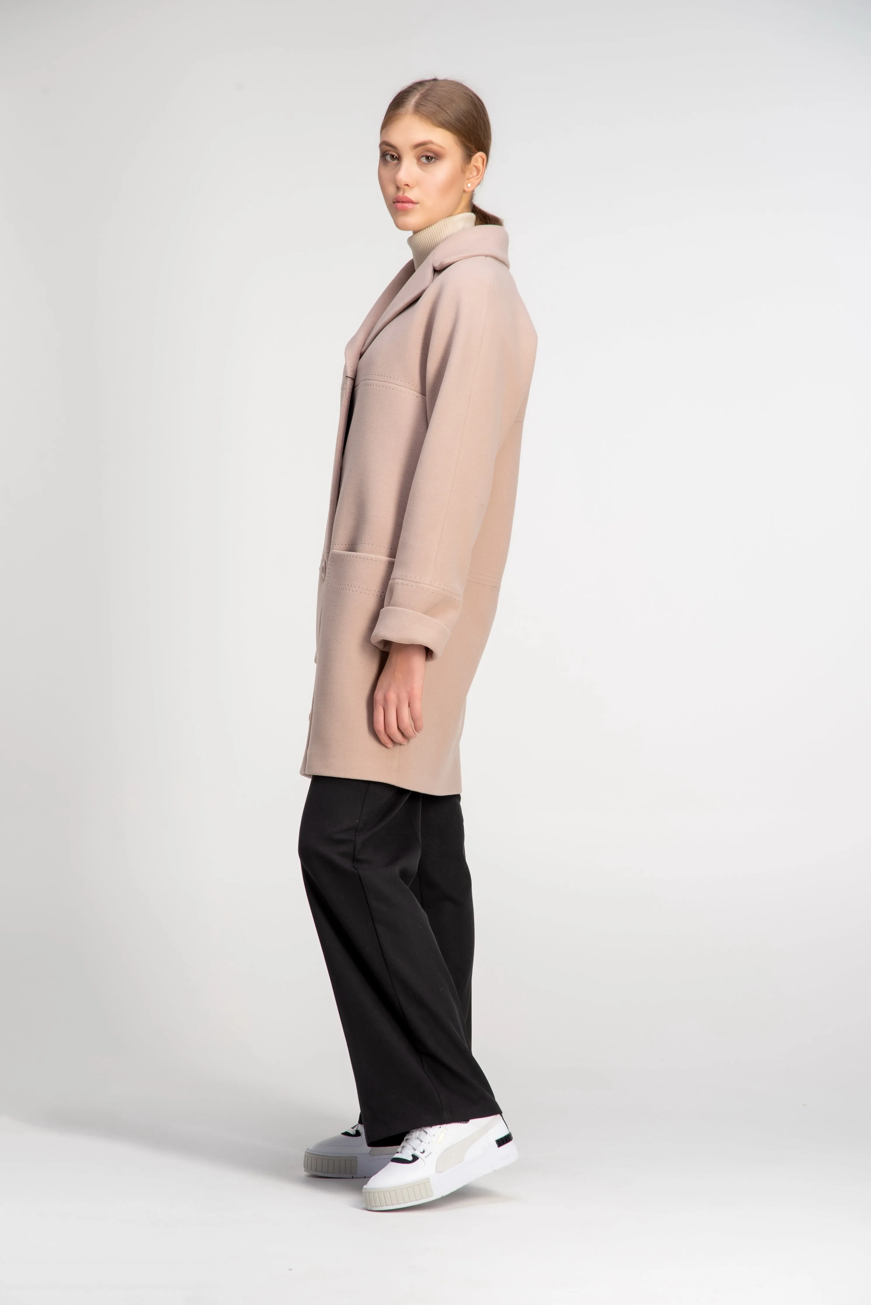 Mid Length Cashmere Wool Coat