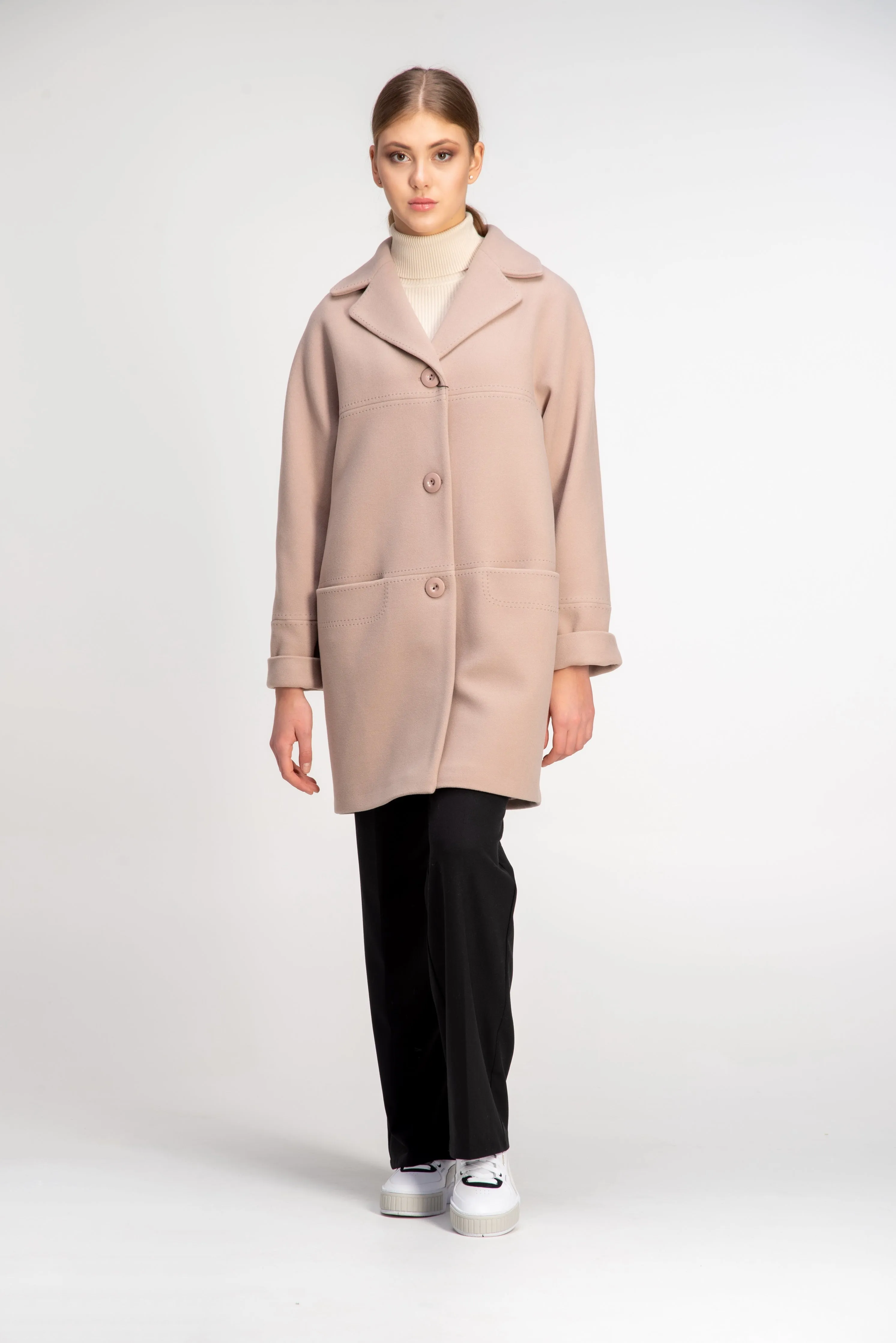 Mid Length Cashmere Wool Coat