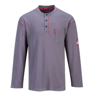 PORTWEST Gray Long Sleeve FR Henley T Shirt