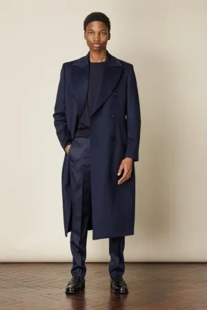 (RTW) Double Breasted Broad Peak Coat  - Navy Wool