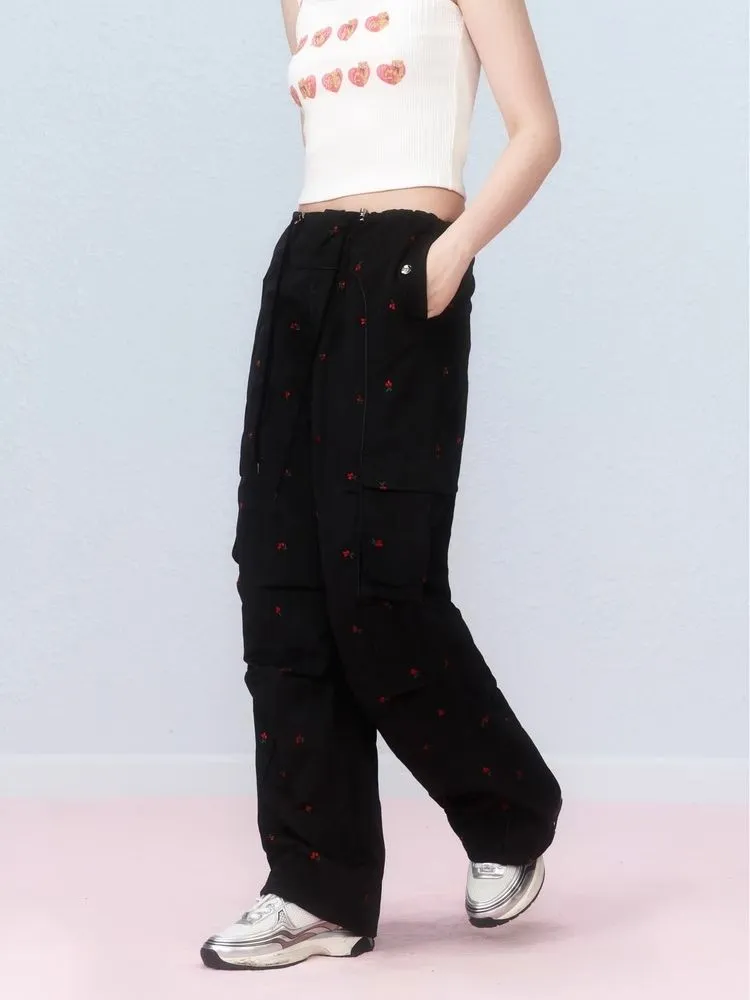 Small cherry embroidered work pants【s0000006309】