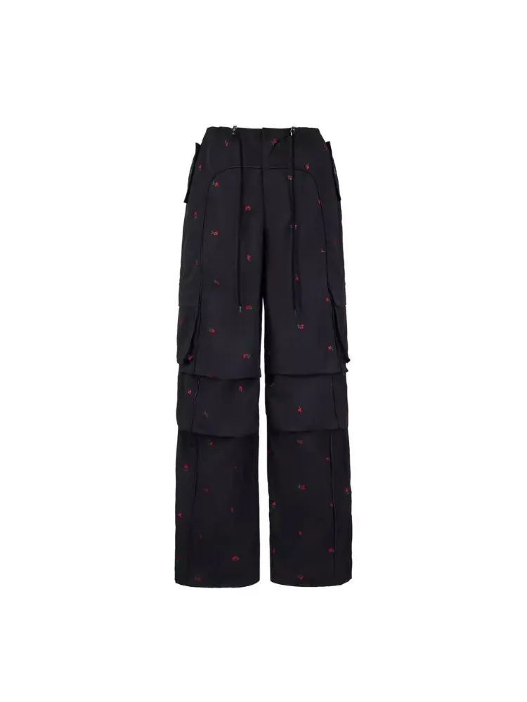 Small cherry embroidered work pants【s0000006309】