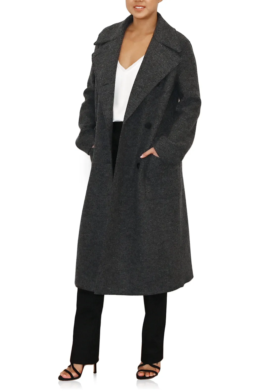 Womens D.B Military Coat Boiled Wool- Anthracite